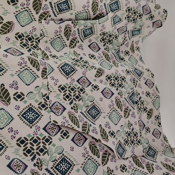 BLAIR Pullover Quarter To Half Zip With Kangaroo Front Pocket Green Print 3X - Picture 6 of 9